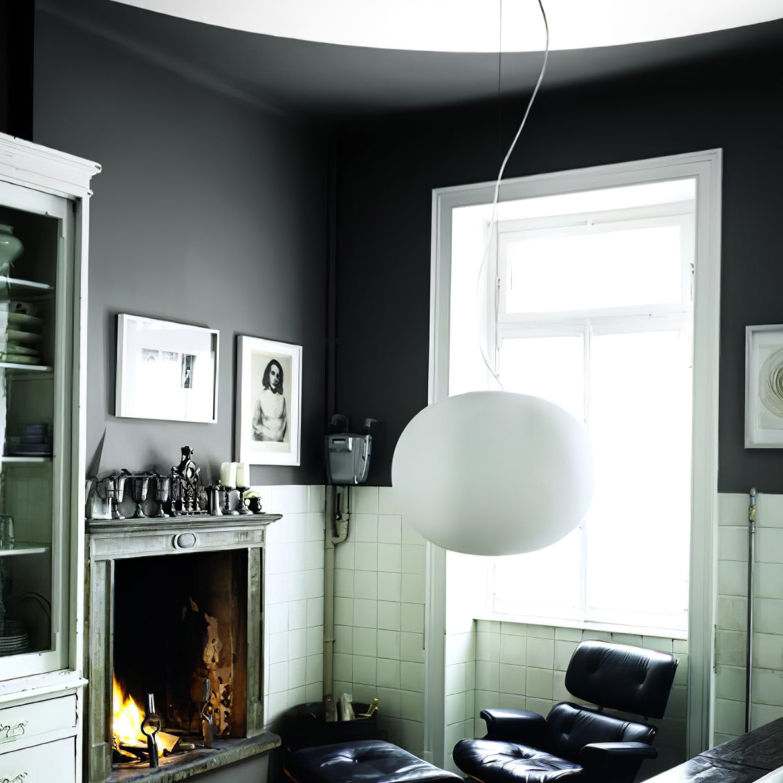 Modern Opal Glass Sphere Pendant Light Minimalist Frosted Globe Hanging Lamp