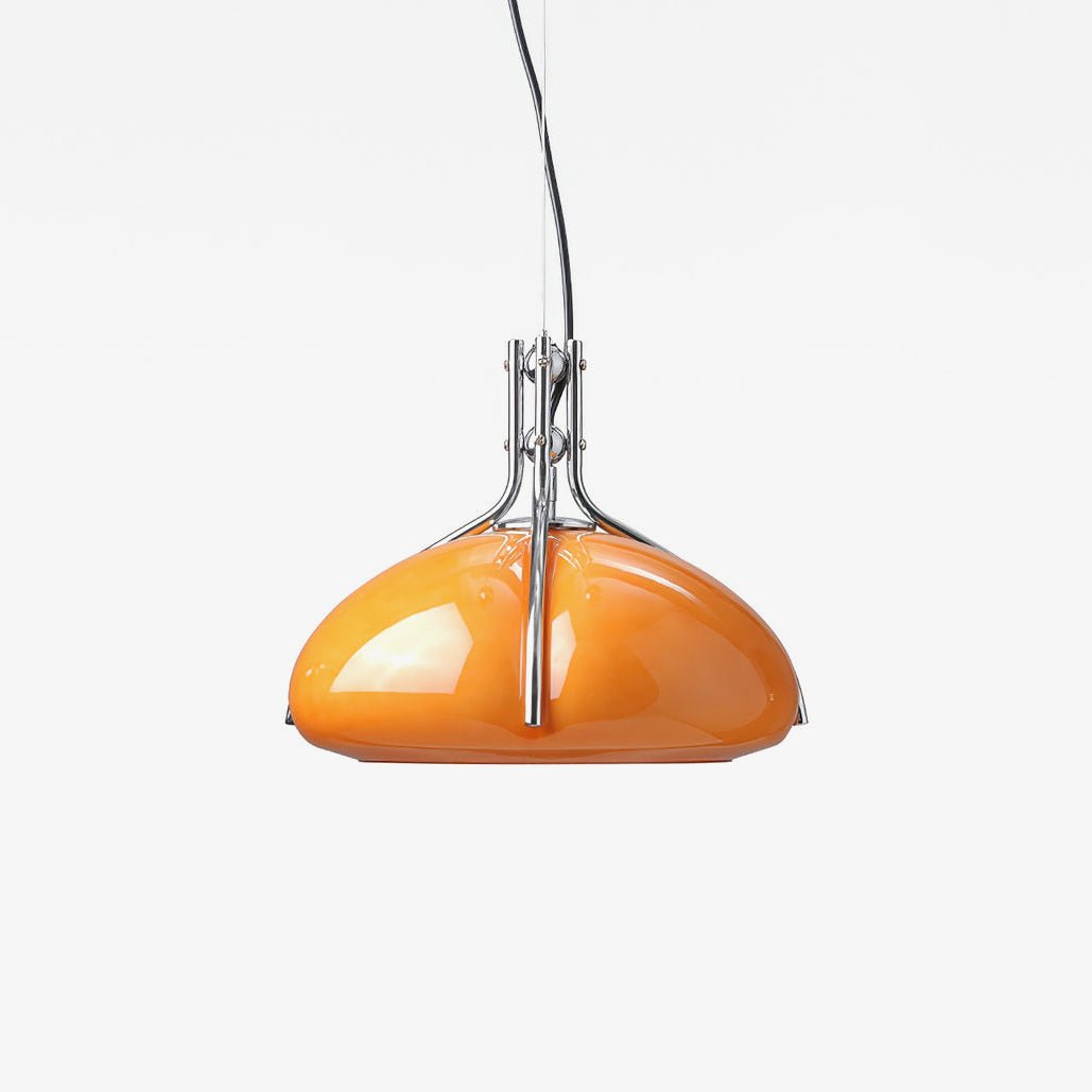 Modern Orange Plexiglass Quadrifoglio Pendant Light with Biomorphic Chrome Design