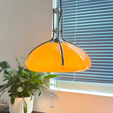 Modern Orange Plexiglass Quadrifoglio Pendant Light with Biomorphic Chrome Design