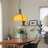 Modern Orange Plexiglass Quadrifoglio Pendant Light with Biomorphic Chrome Design