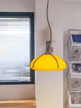 Modern Orange Plexiglass Quadrifoglio Pendant Light with Biomorphic Chrome Design