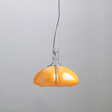 Modern Orange Plexiglass Quadrifoglio Pendant Light with Biomorphic Chrome Design