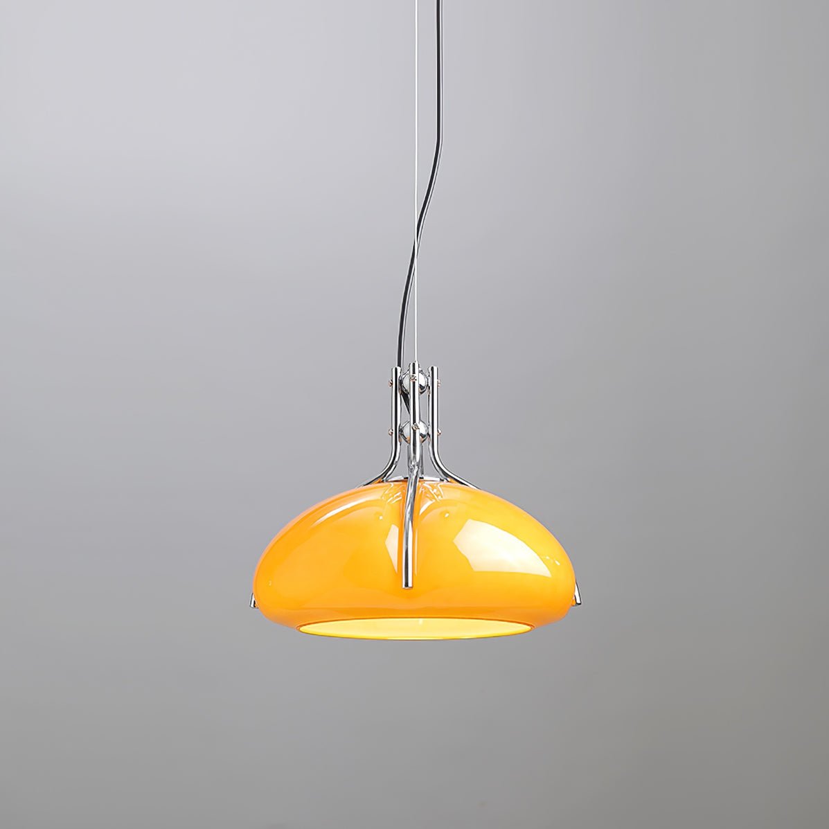 Modern Orange Plexiglass Quadrifoglio Pendant Light with Biomorphic Chrome Design