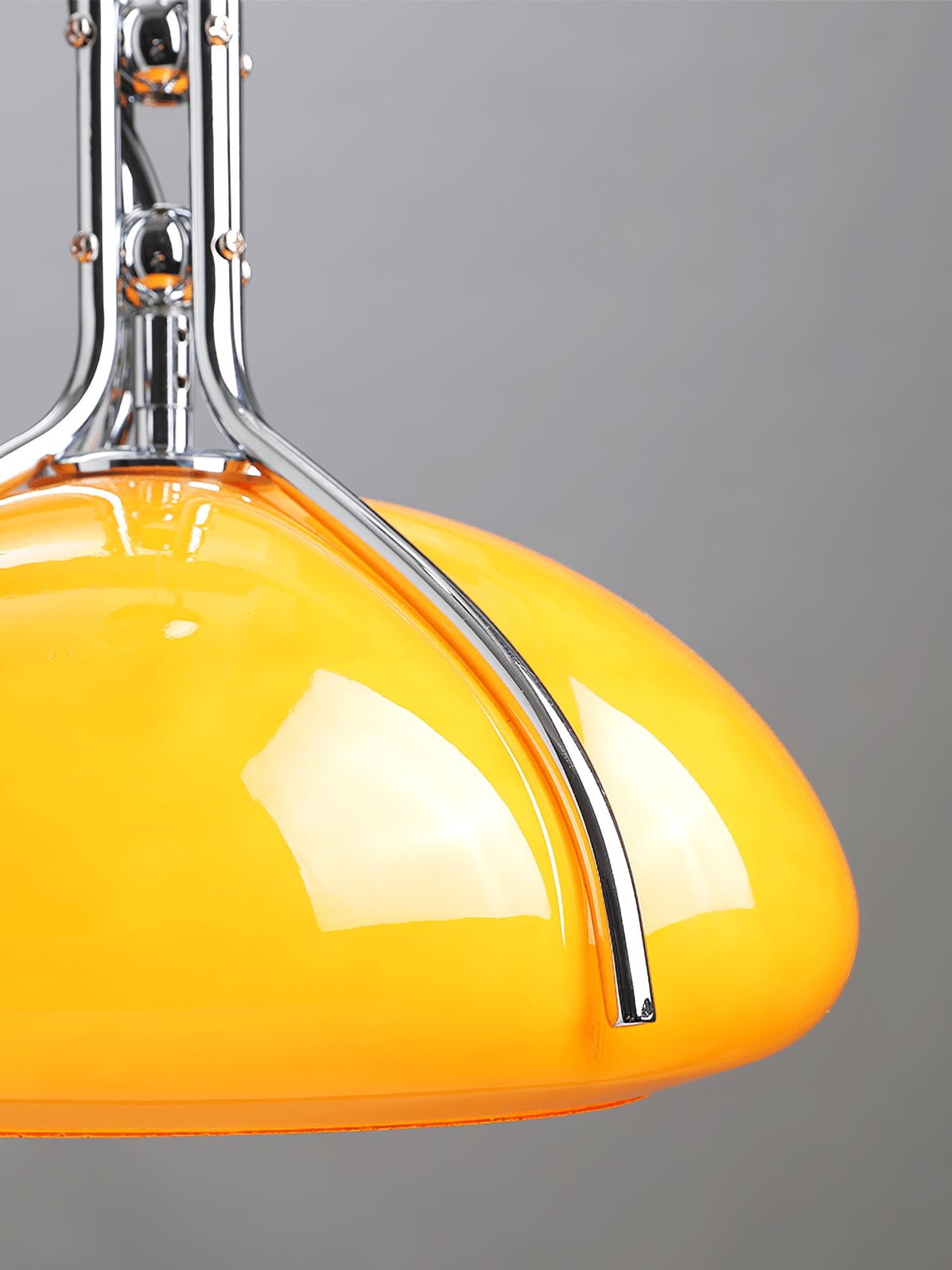 Modern Orange Plexiglass Quadrifoglio Pendant Light with Biomorphic Chrome Design