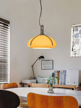 Modern Orange Plexiglass Quadrifoglio Pendant Light with Biomorphic Chrome Design