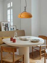 Modern Orange Plexiglass Quadrifoglio Pendant Light with Biomorphic Chrome Design