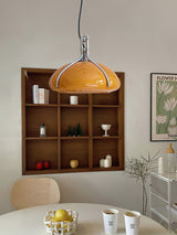 Modern Orange Plexiglass Quadrifoglio Pendant Light with Biomorphic Chrome Design