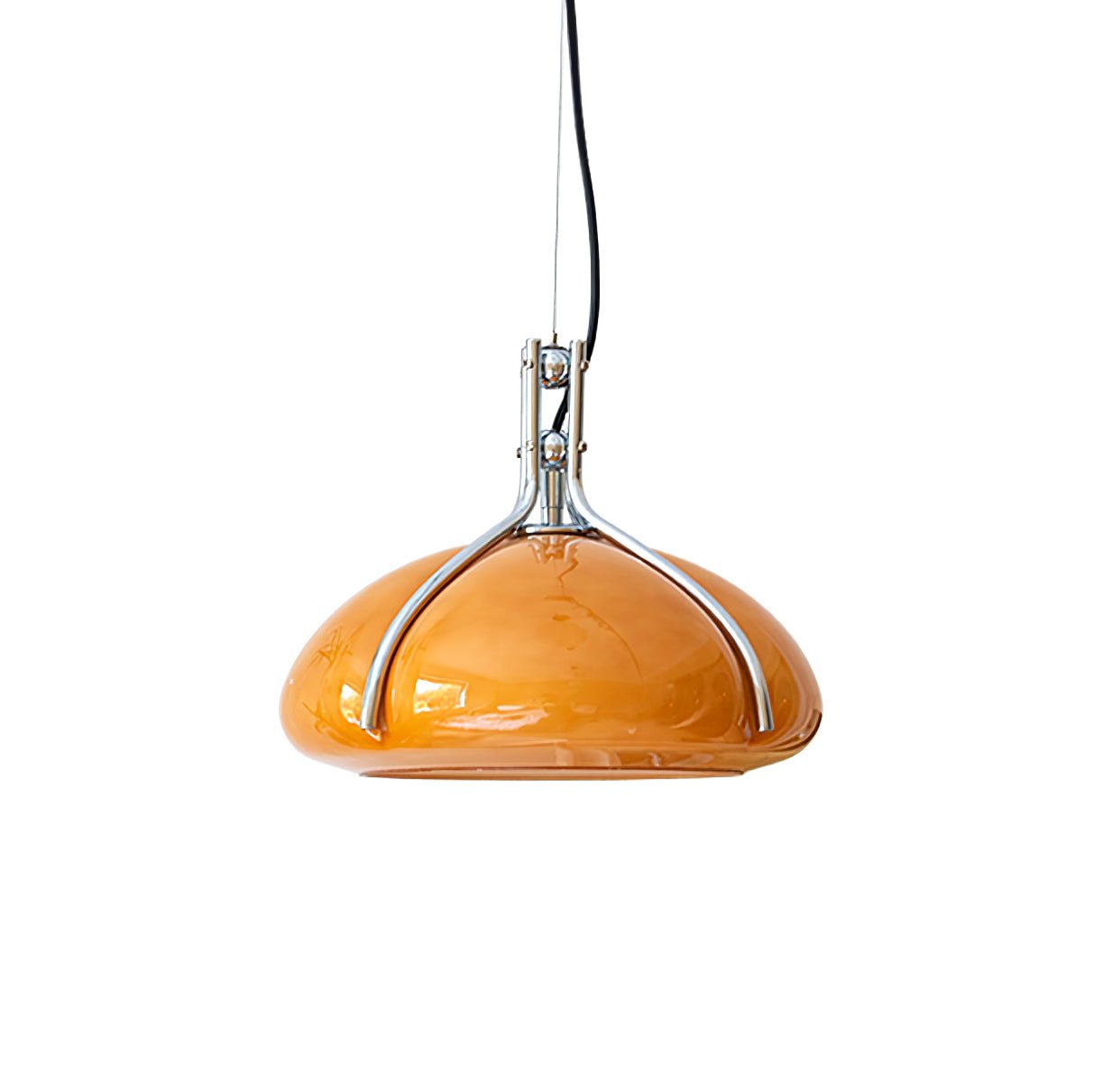 Modern Orange Plexiglass Quadrifoglio Pendant Light with Biomorphic Chrome Design