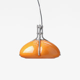 Modern Orange Plexiglass Quadrifoglio Pendant Light with Biomorphic Chrome Design