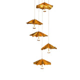 Modern Organic Brass Lotus Leaf LED Chandelier Hanging Ceiling Light Fixture