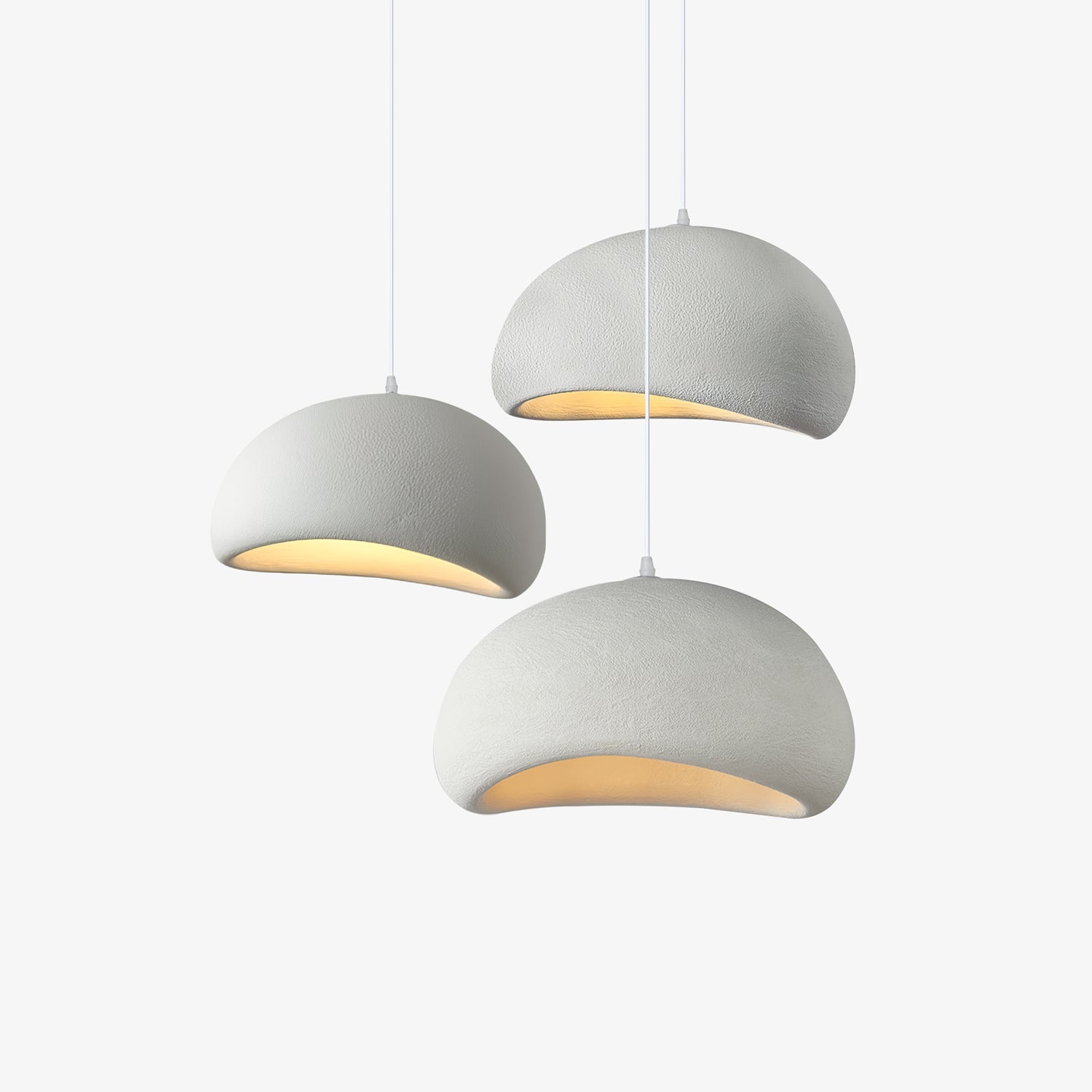Modern Organic Cloud Chandelier with Rough Texture HDPE Shades and Adjustable Cables