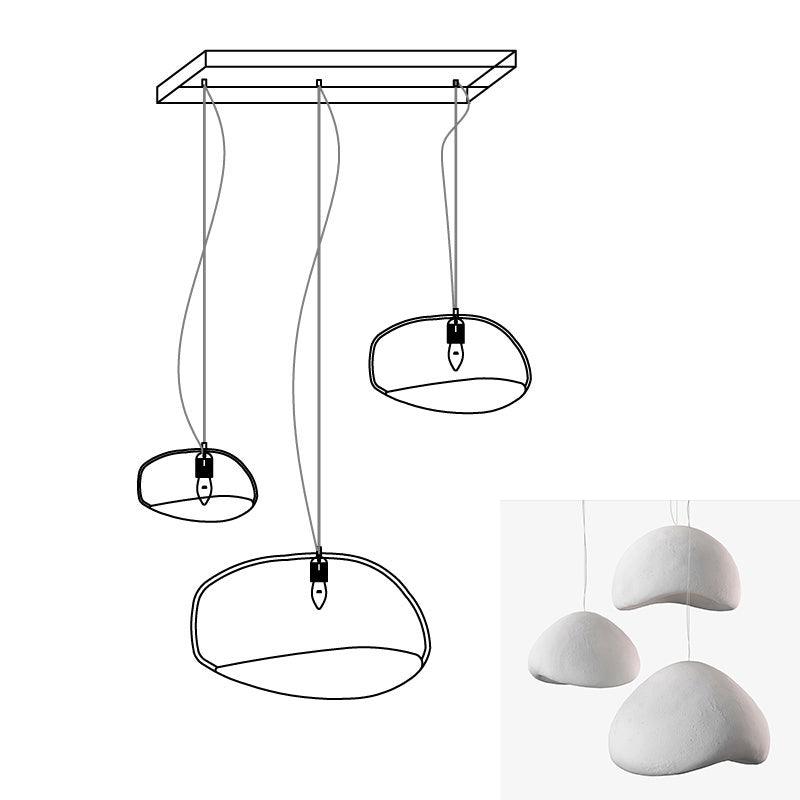 Modern Organic Cloud Chandelier with Rough Texture HDPE Shades and Adjustable Cables