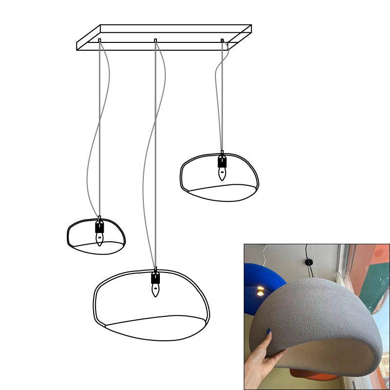 Modern Organic Cloud Chandelier with Rough Texture HDPE Shades and Adjustable Cables