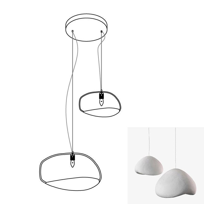 Modern Organic Cloud Chandelier with Rough Texture HDPE Shades and Adjustable Cables