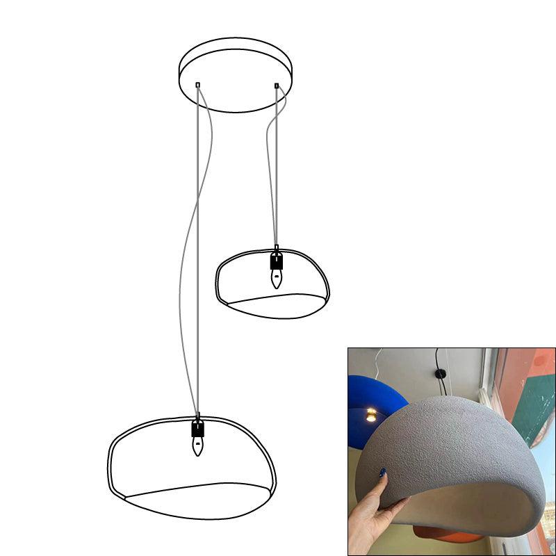 Modern Organic Cloud Chandelier with Rough Texture HDPE Shades and Adjustable Cables