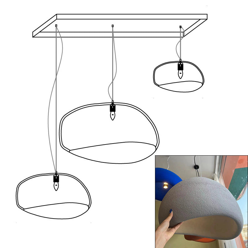 Modern Organic Cloud Chandelier with Rough Texture HDPE Shades and Adjustable Cables