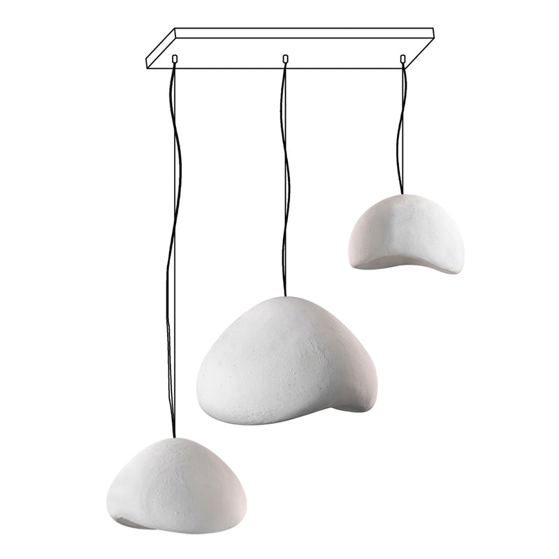 Modern Organic Cloud Chandelier with Rough Texture HDPE Shades and Adjustable Cables