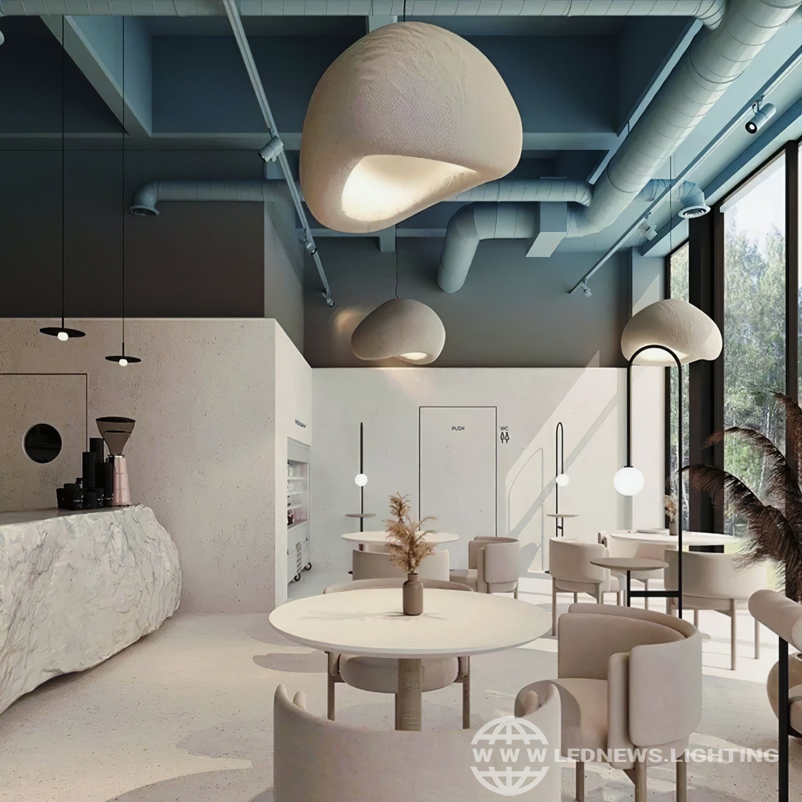 Modern Organic Cloud Chandelier with Rough Texture HDPE Shades and Adjustable Cables