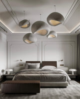 Modern Organic Cloud Chandelier with Rough Texture HDPE Shades and Adjustable Cables