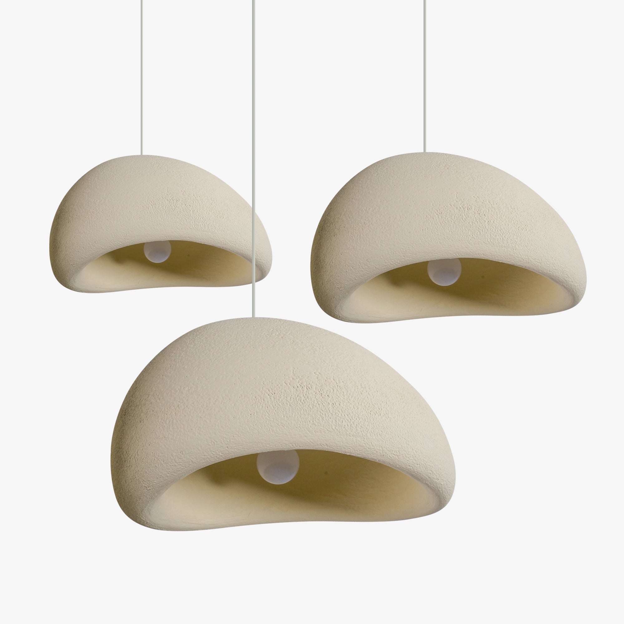 Modern Organic Cloud Chandelier with Rough Texture HDPE Shades and Adjustable Cables
