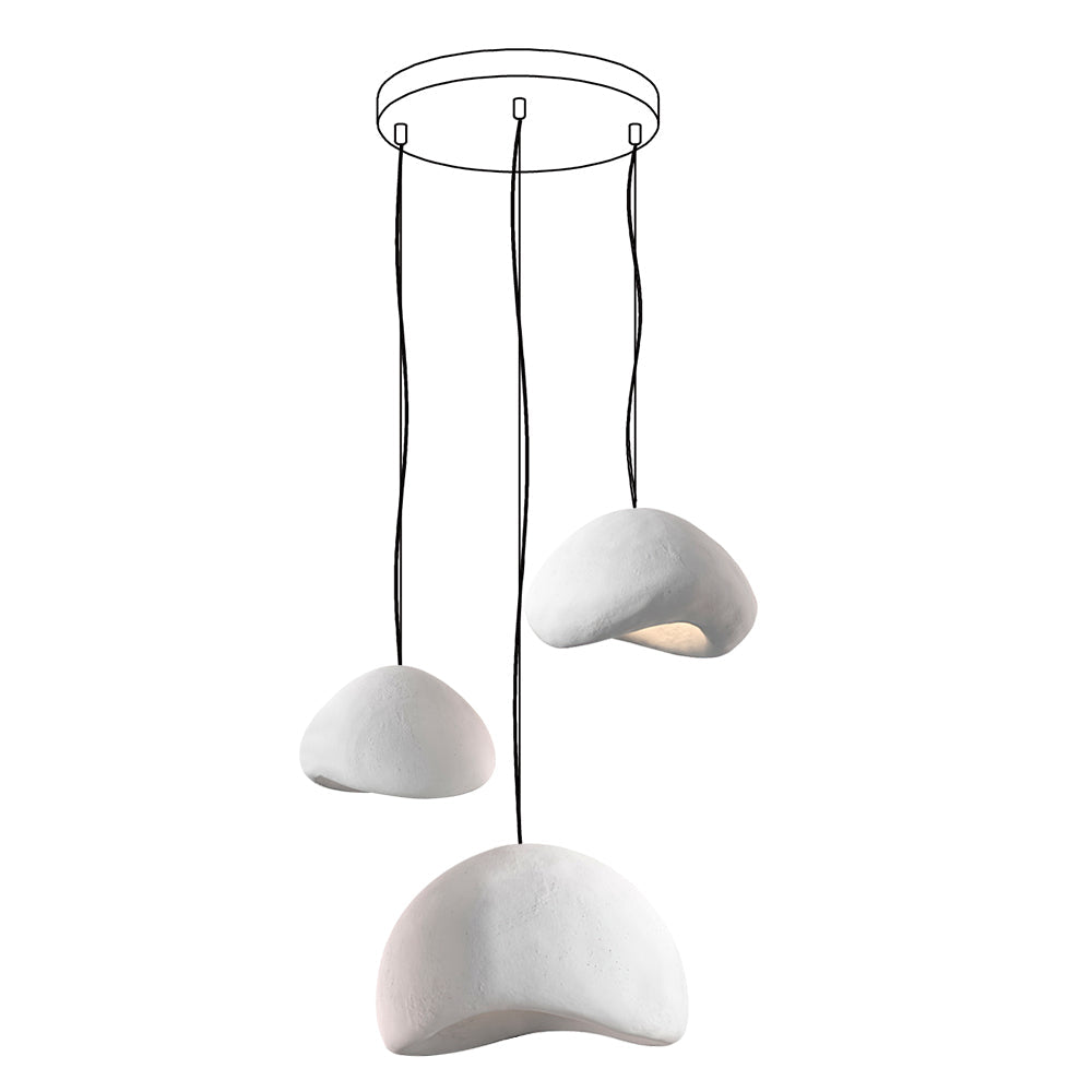 Modern Organic Cloud Chandelier with Rough Texture HDPE Shades and Adjustable Cables