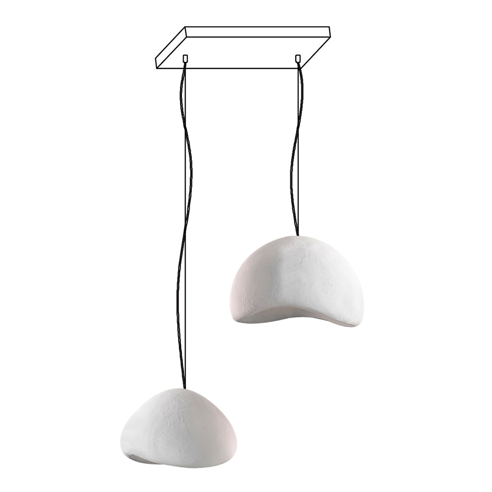 Modern Organic Cloud Chandelier with Rough Texture HDPE Shades and Adjustable Cables