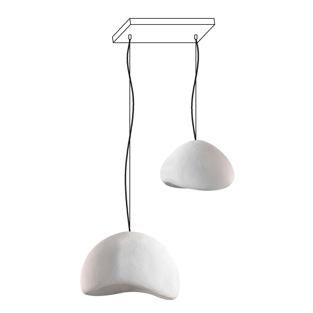 Modern Organic Cloud Chandelier with Rough Texture HDPE Shades and Adjustable Cables