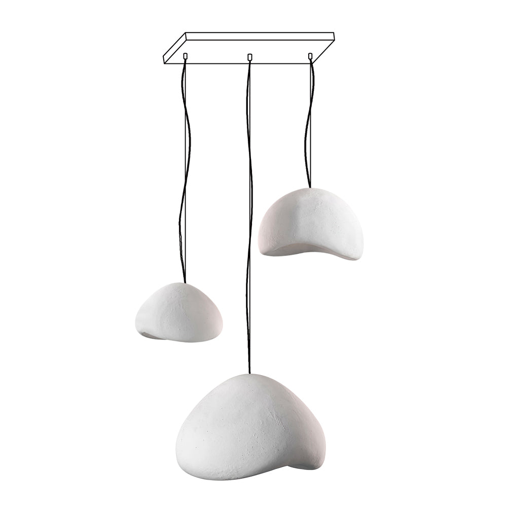 Modern Organic Cloud Chandelier with Rough Texture HDPE Shades and Adjustable Cables