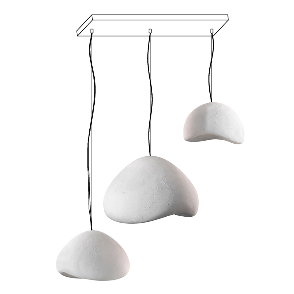 Modern Organic Cloud Chandelier with Rough Texture HDPE Shades and Adjustable Cables