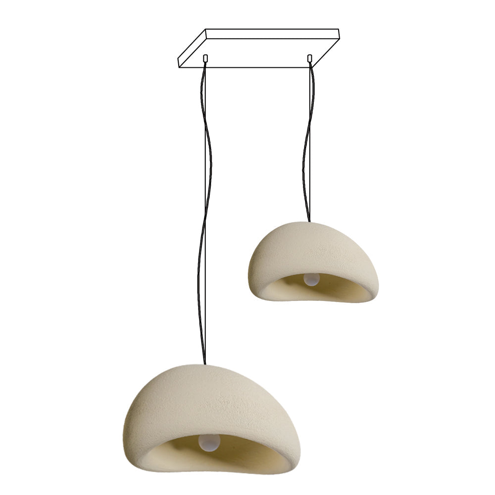 Modern Organic Cloud Chandelier with Rough Texture HDPE Shades and Adjustable Cables