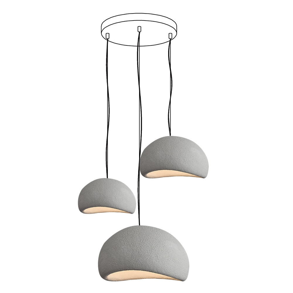 Modern Organic Cloud Chandelier with Rough Texture HDPE Shades and Adjustable Cables