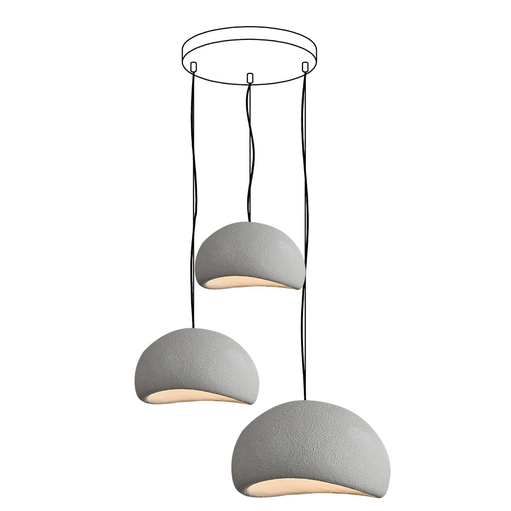 Modern Organic Cloud Chandelier with Rough Texture HDPE Shades and Adjustable Cables