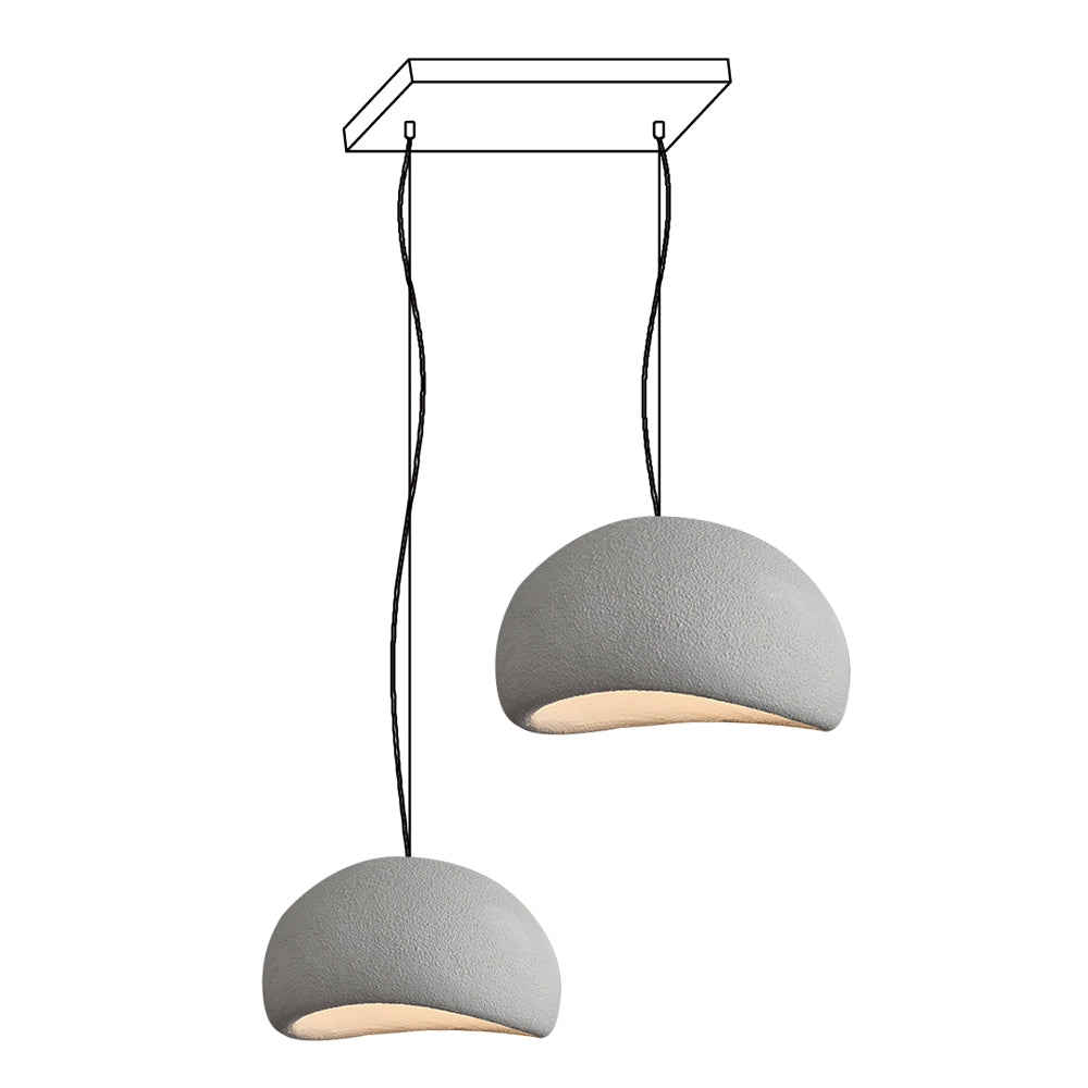 Modern Organic Cloud Chandelier with Rough Texture HDPE Shades and Adjustable Cables