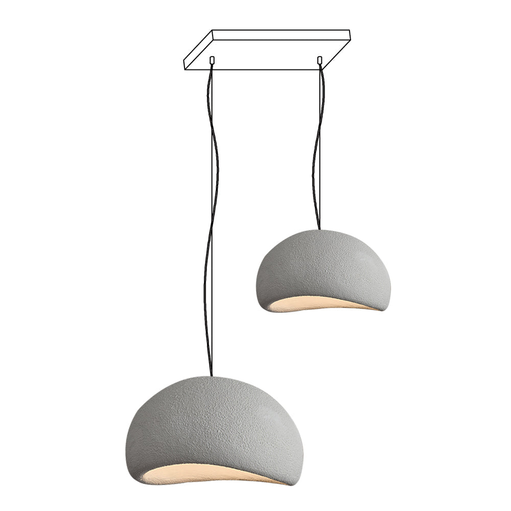Modern Organic Cloud Chandelier with Rough Texture HDPE Shades and Adjustable Cables
