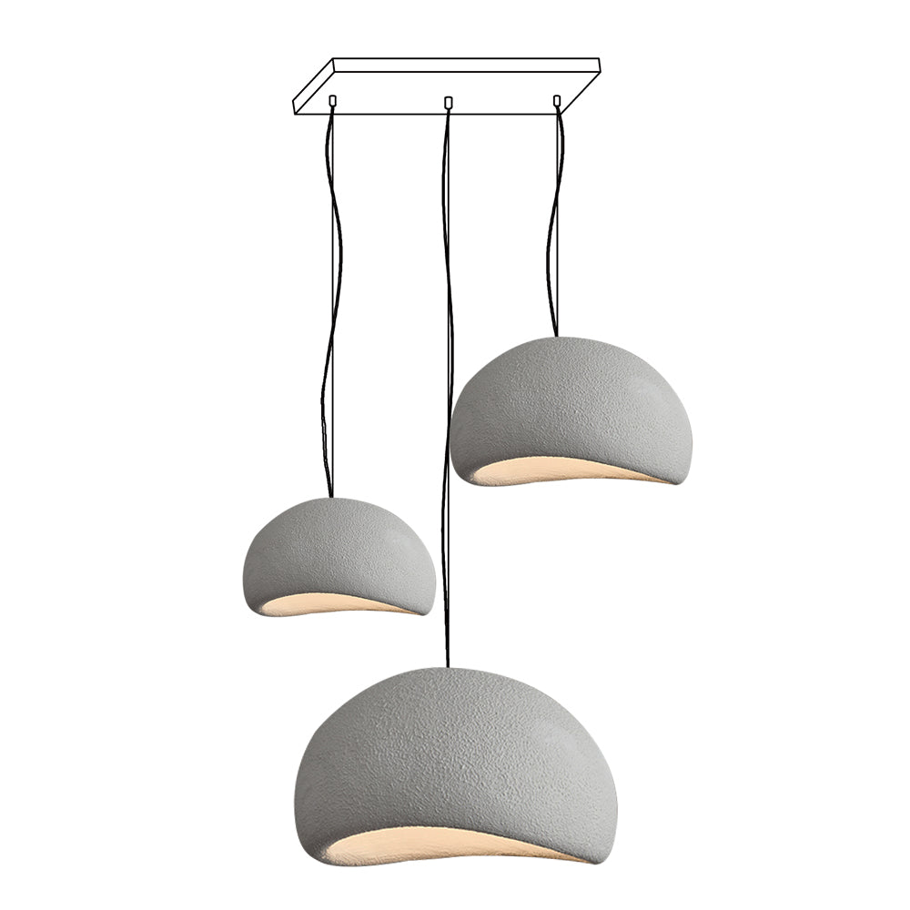Modern Organic Cloud Chandelier with Rough Texture HDPE Shades and Adjustable Cables