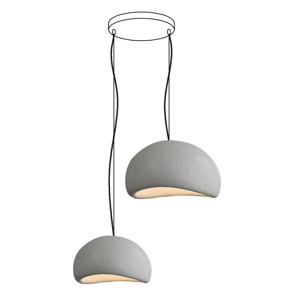 Modern Organic Cloud Chandelier with Rough Texture HDPE Shades and Adjustable Cables
