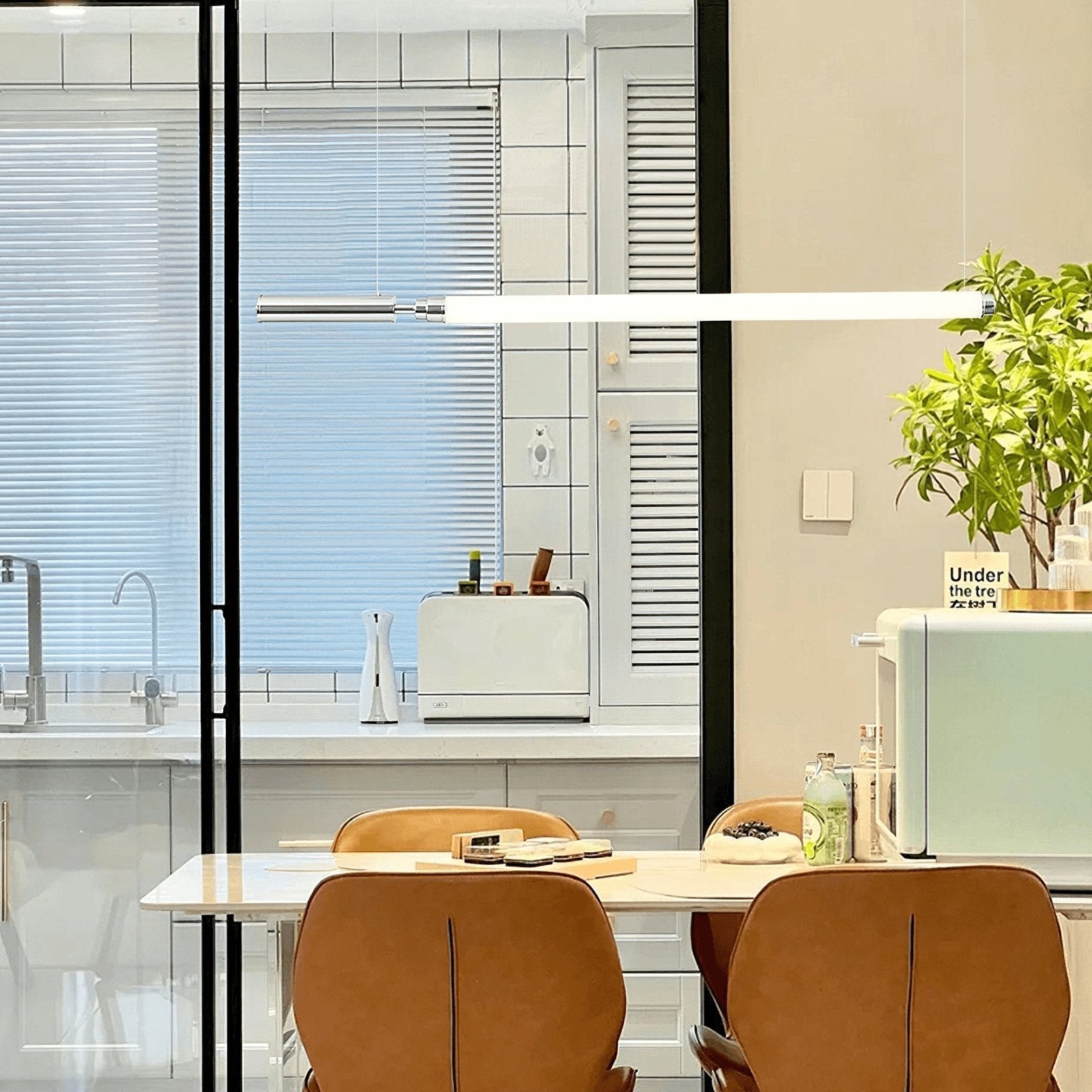 Modern Organic Glass LED Pendant Light with White Shade and Nickel Finish