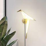 Modern Origami Bird Plug In Wall Sconce Set of 2 Gold and White Adjustable Sconce