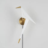 Modern Origami Bird Plug In Wall Sconce Set of 2 Gold and White Adjustable Sconce