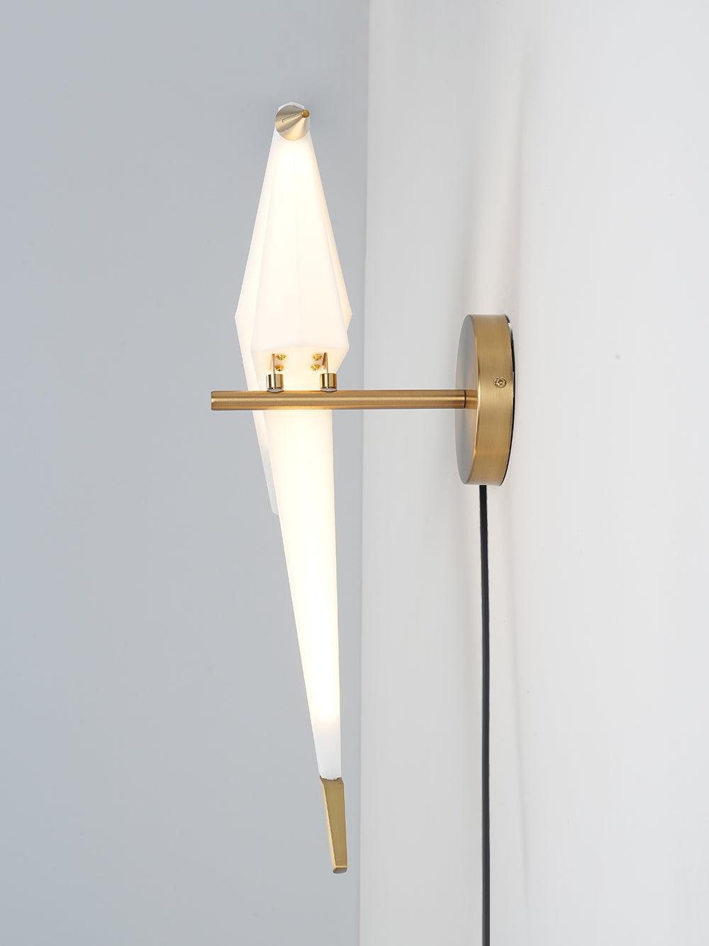 Modern Origami Bird Plug In Wall Sconce Set of 2 Gold and White Adjustable Sconce