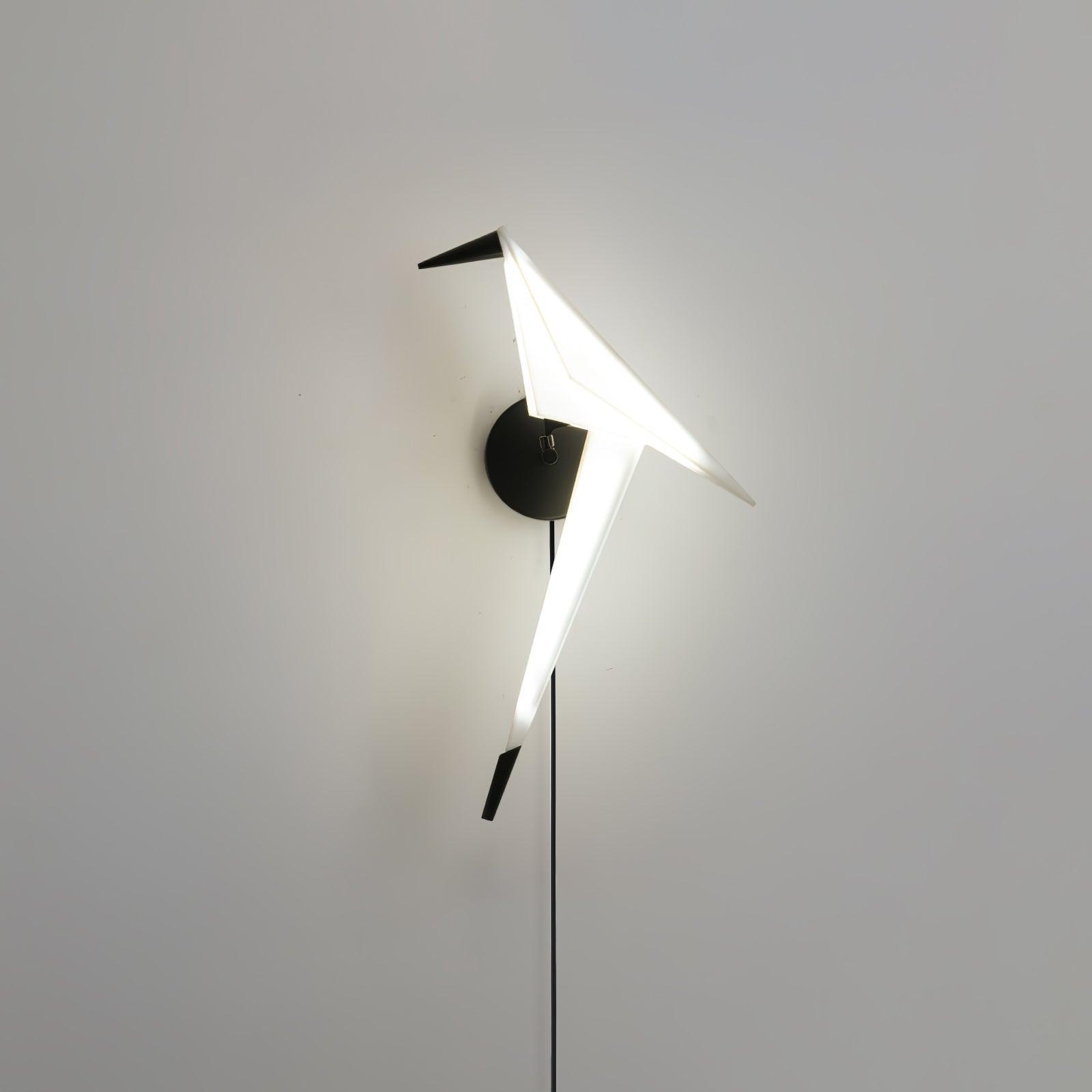 Modern Origami Bird Plug In Wall Sconce Set of 2 Gold and White Adjustable Sconce