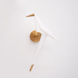 Modern Origami Bird Plug In Wall Sconce Set of 2 Gold and White Adjustable Sconce