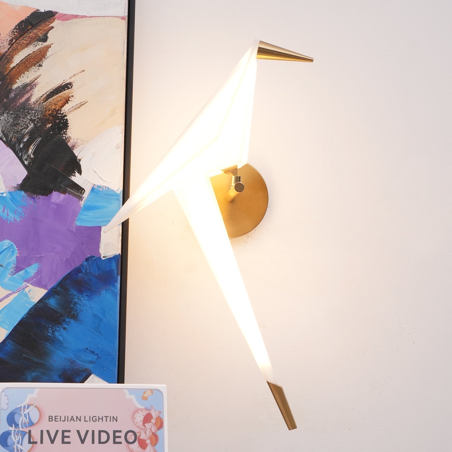 Modern Origami Bird Plug In Wall Sconce Set of 2 Gold and White Adjustable Sconce