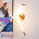 Modern Origami Bird Plug In Wall Sconce Set of 2 Gold and White Adjustable Sconce