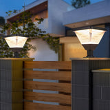 Modern Outdoor Black Square Solar LED Pier Mount Post Light 17.9 Inch Waterproof Pillar Lamp