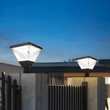 Modern Outdoor Black Square Solar LED Pier Mount Post Light 17.9 Inch Waterproof Pillar Lamp