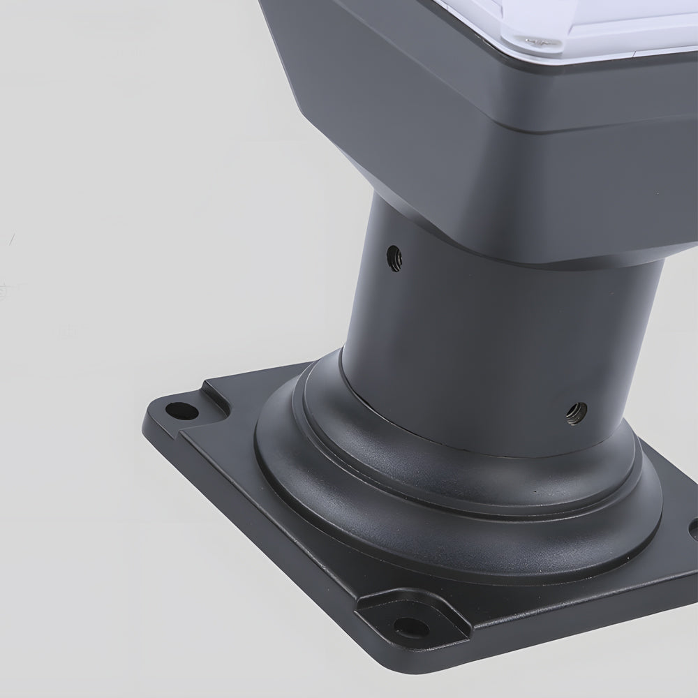 Modern Outdoor Black Square Solar LED Pier Mount Post Light 17.9 Inch Waterproof Pillar Lamp