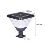 Modern Outdoor Black Square Solar LED Pier Mount Post Light 17.9 Inch Waterproof Pillar Lamp