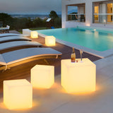 Modern Outdoor LED Cube Light Waterproof Solar and USB Rechargeable Floor Lamp for Garden Path