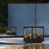 Modern Outdoor LED Landscape Pillar Light Stainless Steel Mountain Pattern Garden Decor Lamp